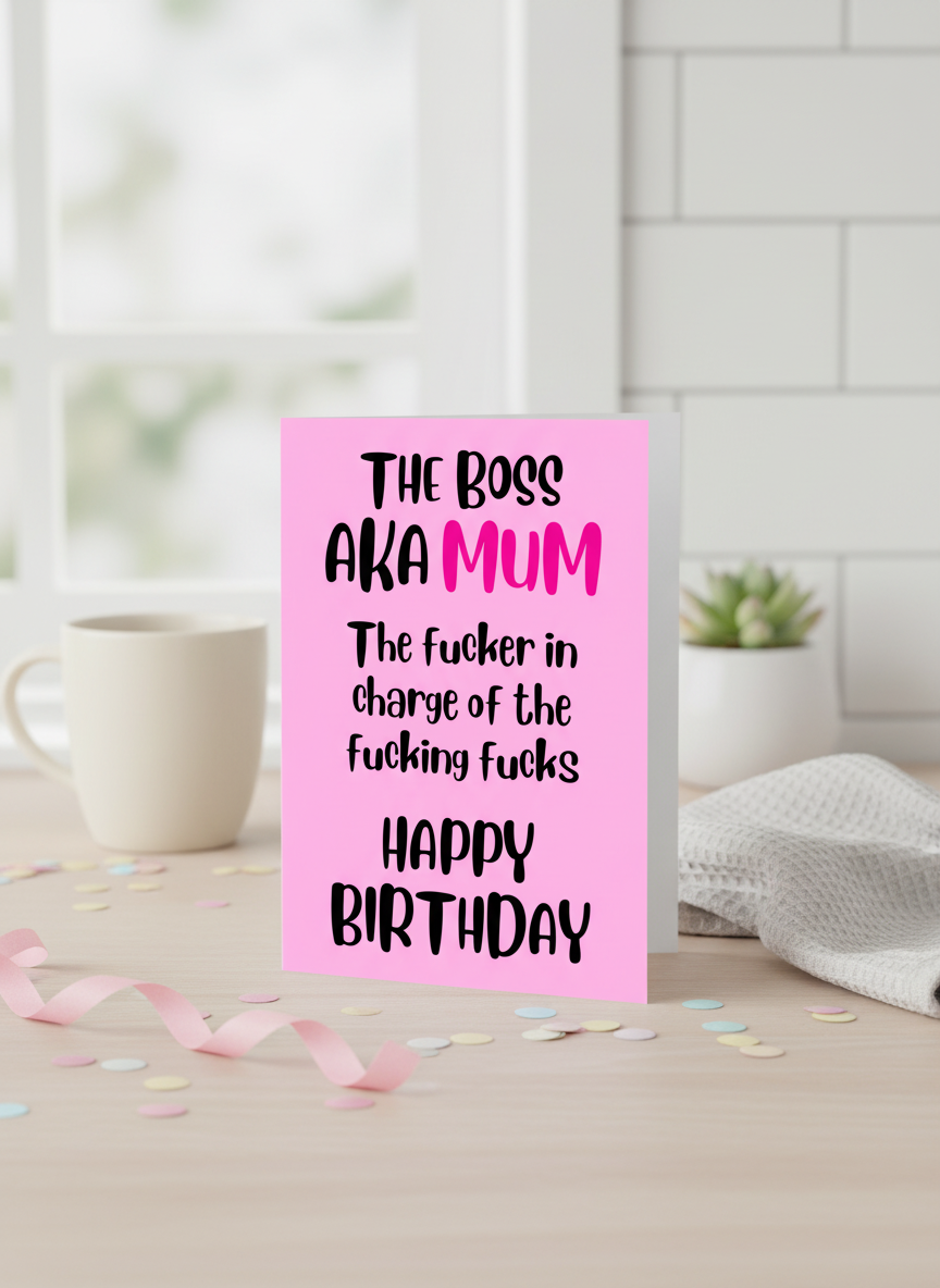 Happy Birthday Card for Mum - The Real Boss, A5 Card by PacaPrints