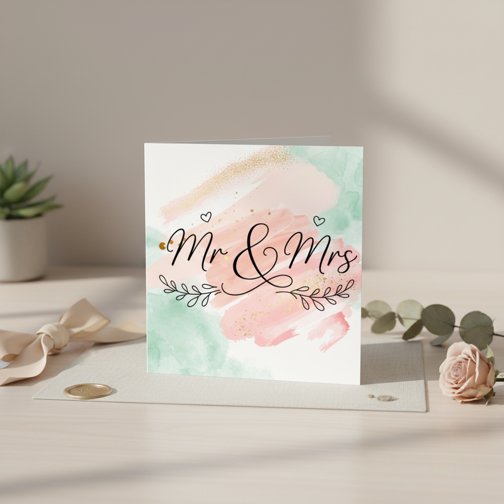 Mr & Mrs Wedding Card - Square Card for the Happy Couple