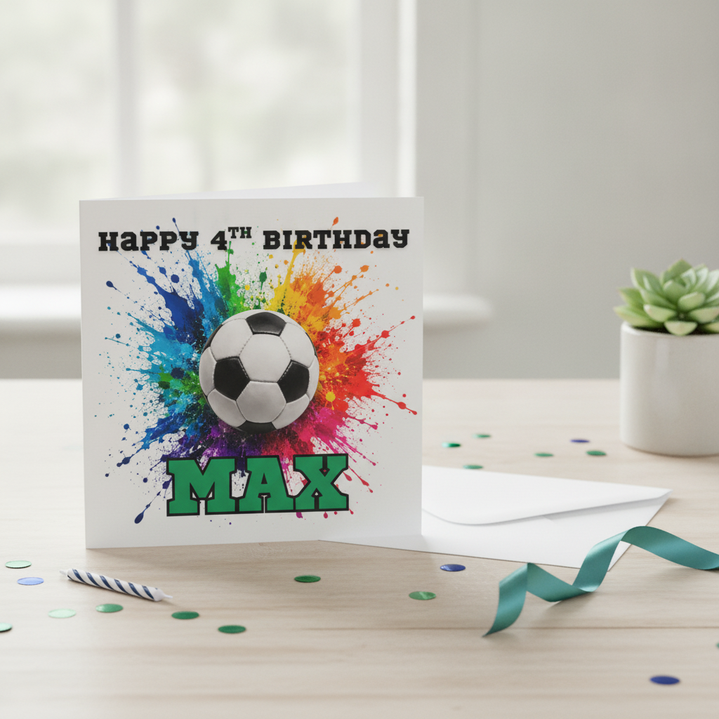 Personalised Football Birthday Card – Add Any Name & Number!