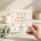 Funny New Baby Card: 'Yay You Made a Baby!' - Square Greeting Card