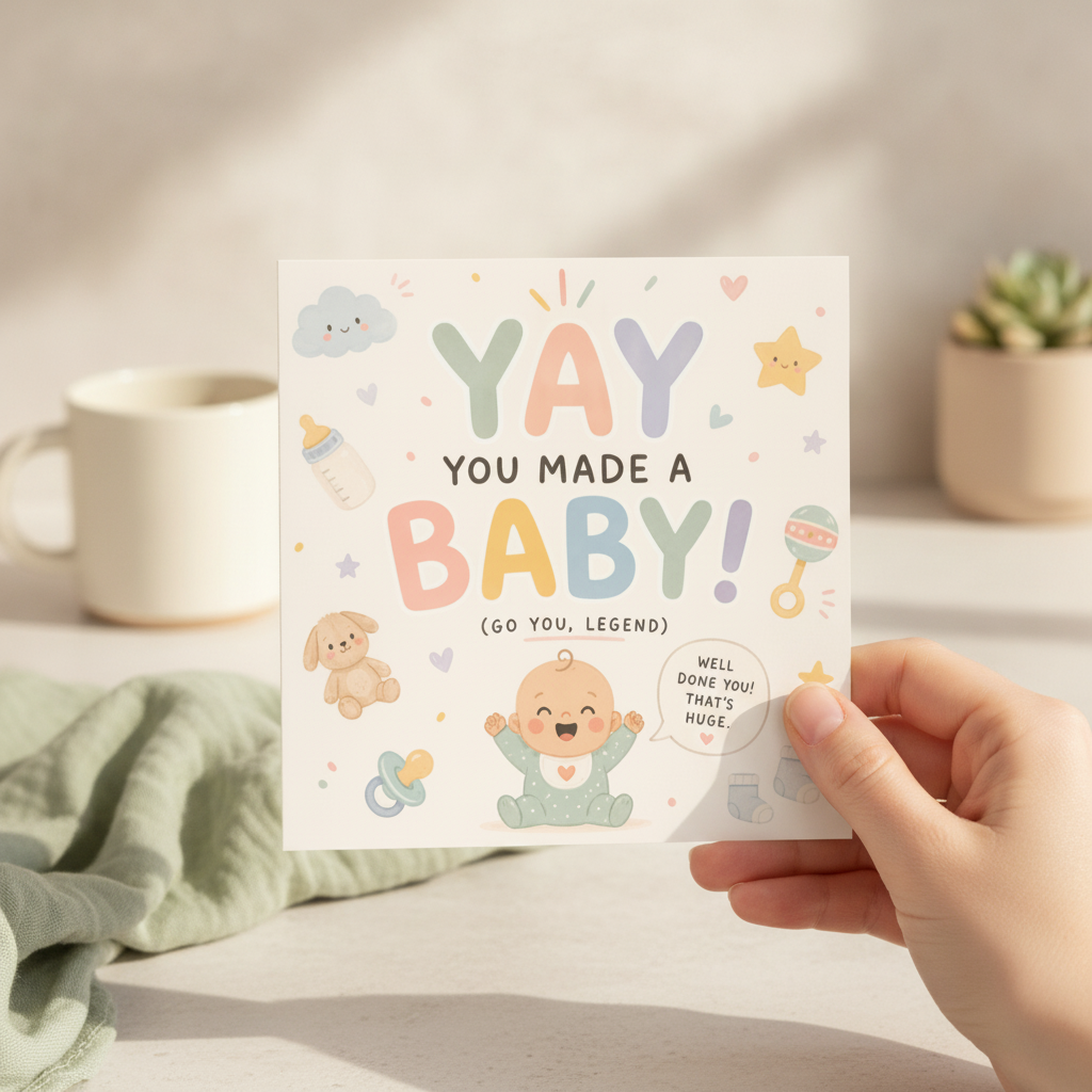 Funny New Baby Card: 'Yay You Made a Baby!' - Square Greeting Card