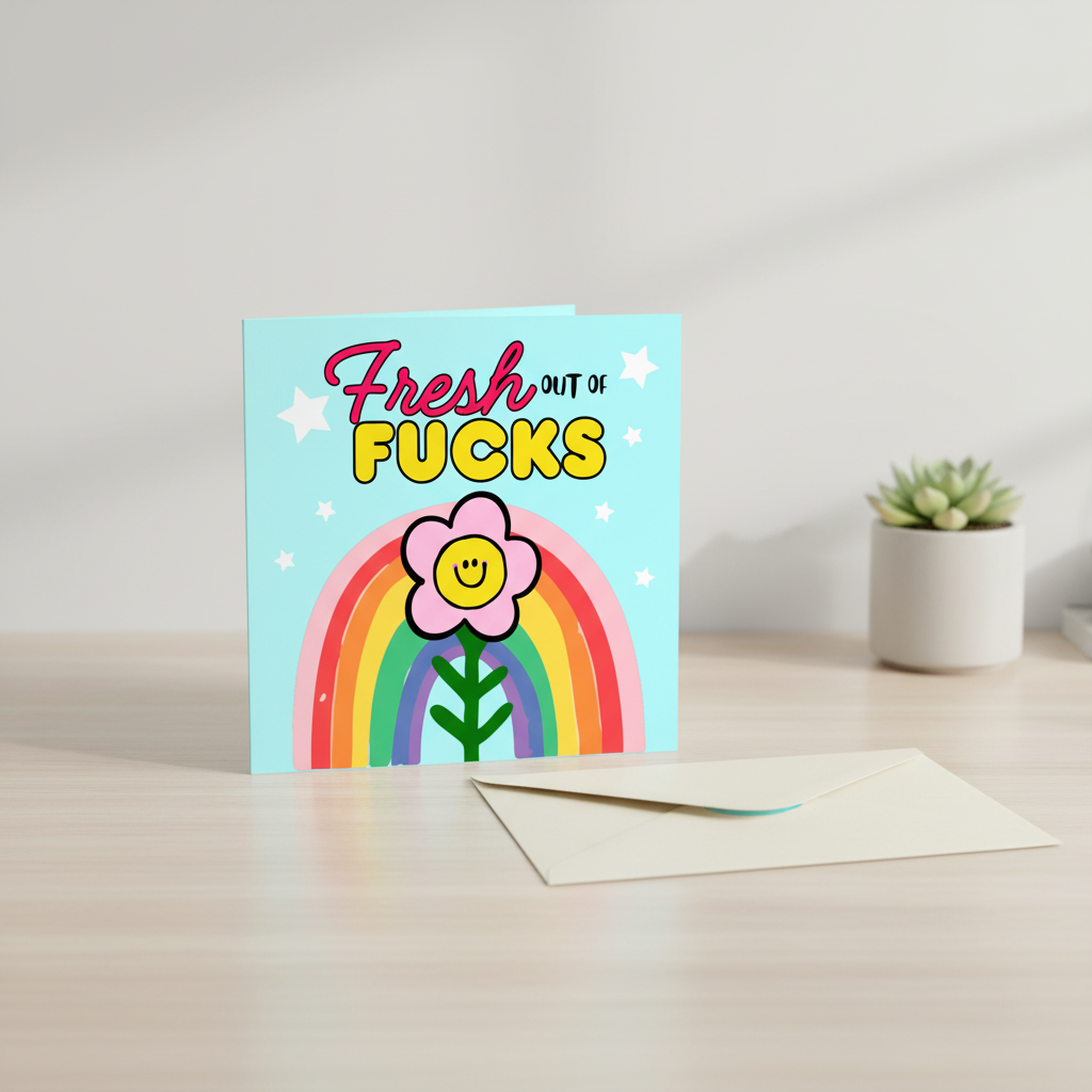 Mental Health Fresh Out of Fucks Card | Square Greetings Card