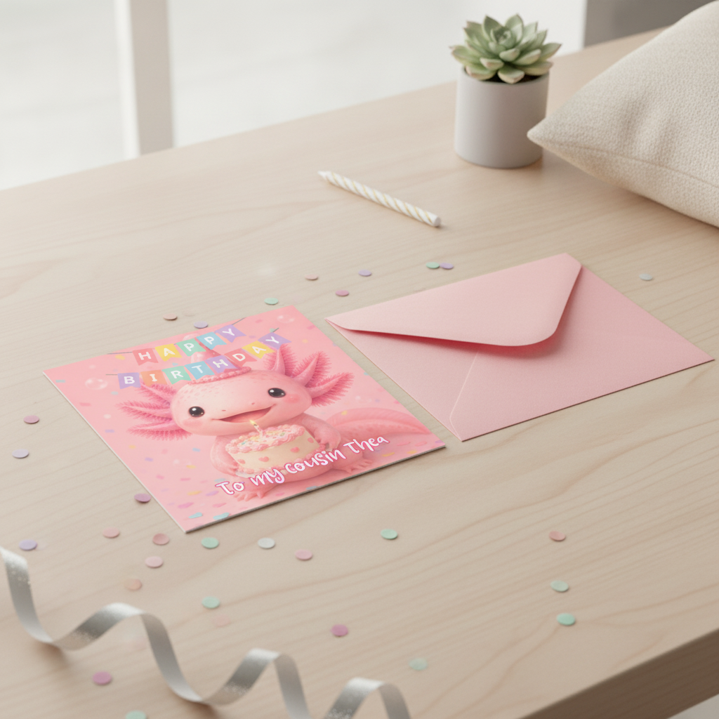 Personalised Axolotl Birthday Card for Friends & Family - Square