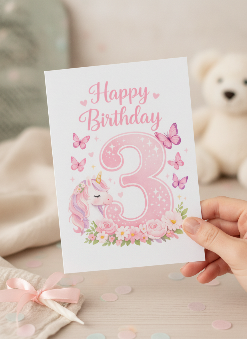 Unicorn 3rd Birthday Card for a Magical Little One - A5 UK Printed