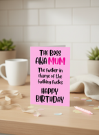 Happy Birthday Card for Mum - The Real Boss, A5 Card by PacaPrints