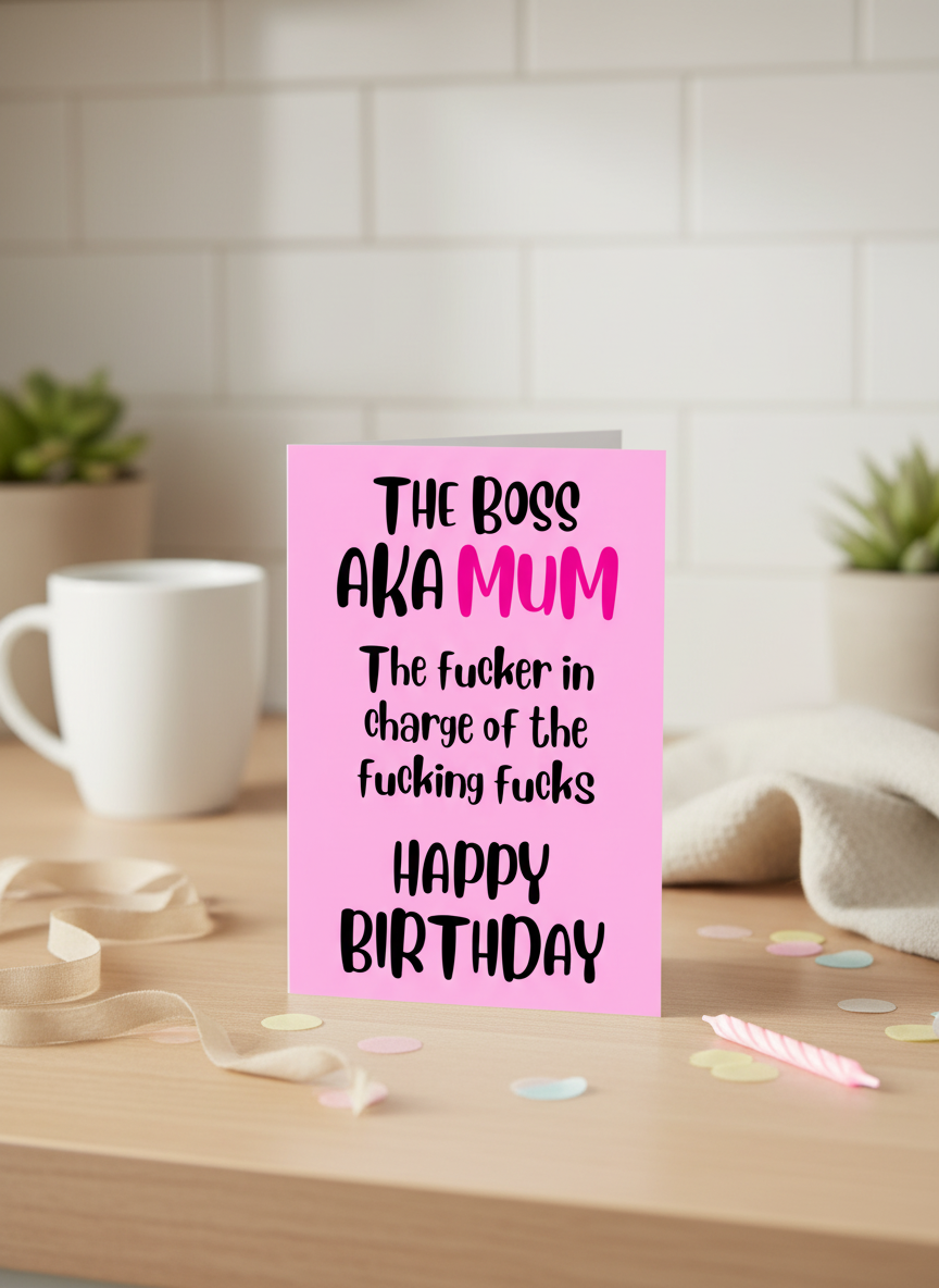 Happy Birthday Card for Mum - The Real Boss, A5 Card by PacaPrints