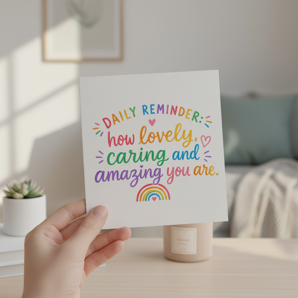Daily Reminder Affirmation Card – A Square Card for a Little Pick-Me-Up