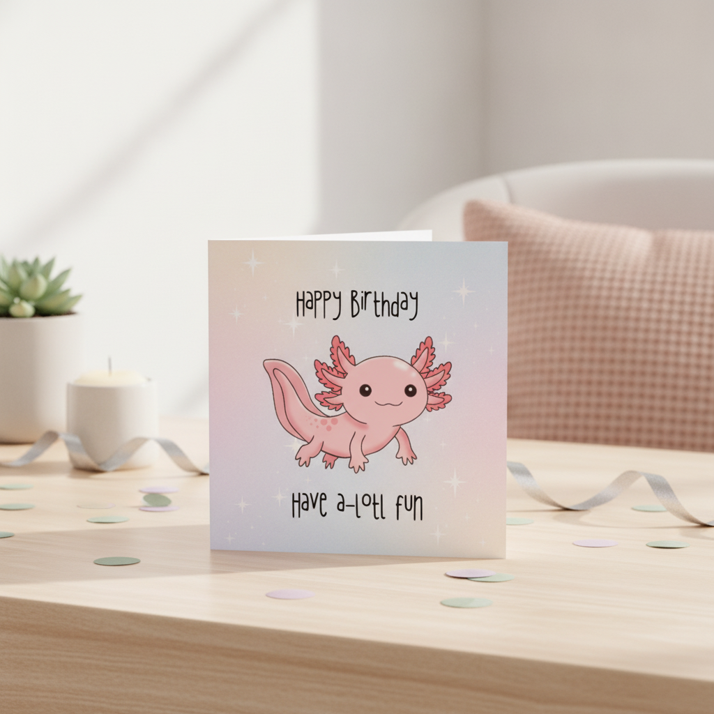 Have a Lotl Fun Axolotl Birthday Card - Square Greeting Card