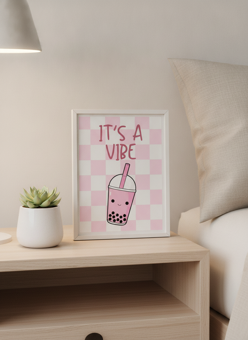 Boba Tea 'Good Vibes' A4 Print for Kids' Rooms – PacaPrints Original