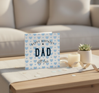 Birthday Card for Dad - 'Dad' with Love Hearts Design (Square)