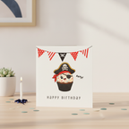 Ahoy Pirate Cupcake Birthday Card - Square Greeting for a Swashbuckling Party