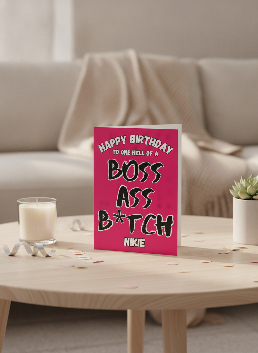 Boss Ass Bitch A5 Birthday Card for Her - UK Printed Greeting