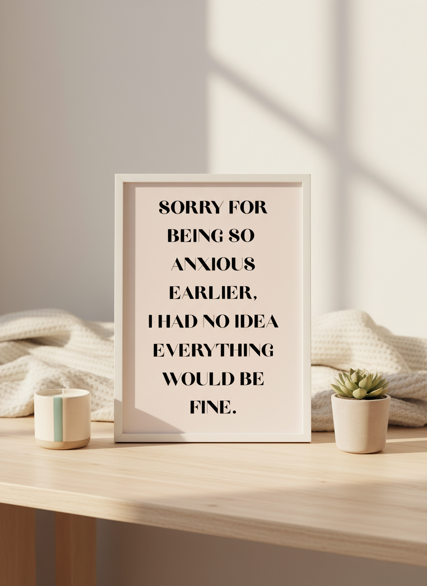 Sorry For Being So Anxious A4 Art Print – A Witty Nudge for Worriers