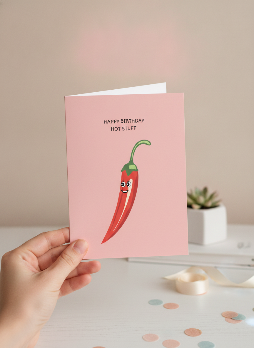 "Happy Birthday Hot Stuff" Flirty Birthday Card for Your Partner (A6)