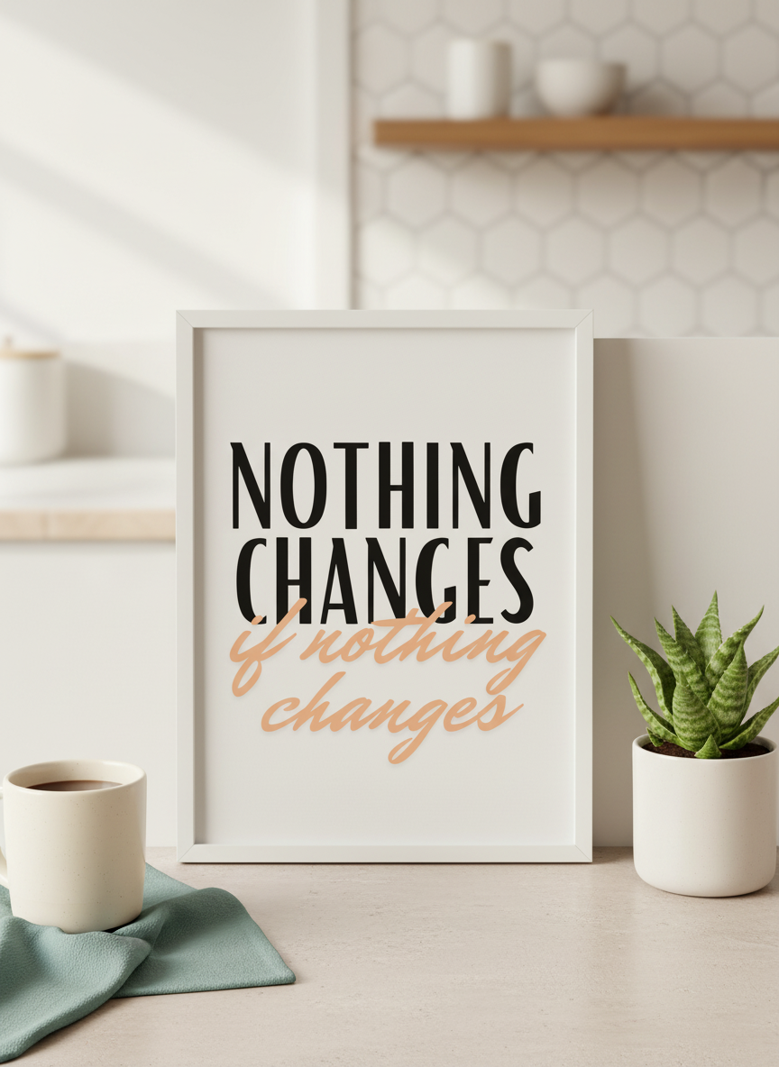 'Nothing Changes If Nothing Changes' A4 Motivational Wall Print