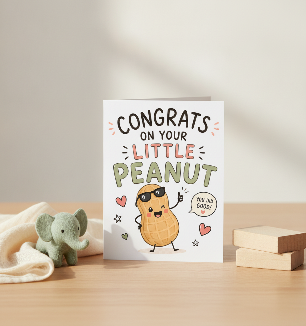 Congrats on Your Little Peanut Baby Card - Square Greetings Card