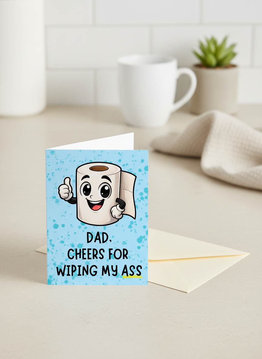 Dad Birthday Card: Cheers for Wiping My Ass - A5 Card