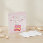 Pink Birthday Cake Square Card – A Slice of Fun for Their Big Day