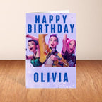 Kids Personalised Custom K-Pop Birthday Card, Purple A5