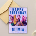 Kids Personalised Custom K-Pop Birthday Card, Purple A5