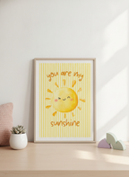Brighten Their Day: 'You Are My Sunshine' Yellow Sun A4 Kids' Print