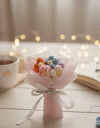Mini Pink Crochet Daisy Bouquet