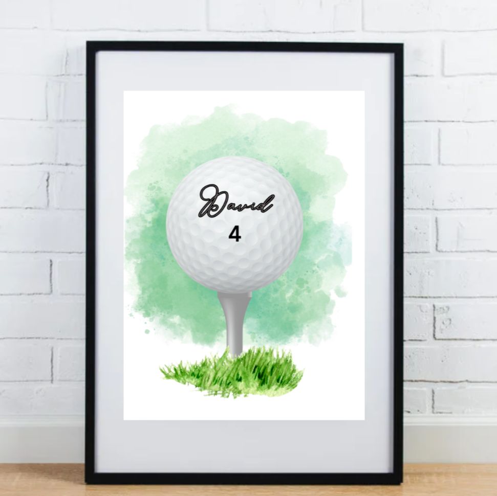 Personalised Name And Number Golf Tee Ball Print
