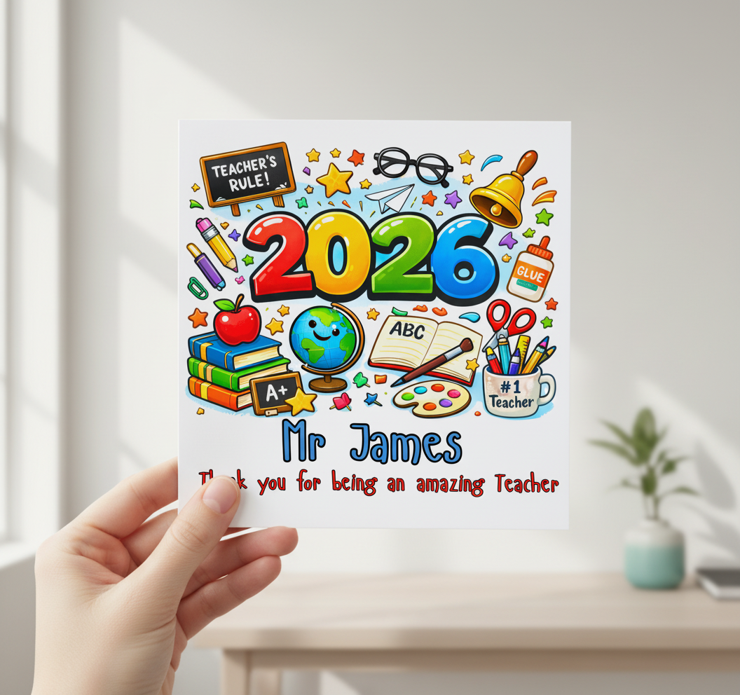 Personalised Thank You Teacher Card 2026 - Square Card