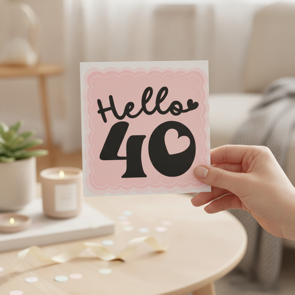 Hello 40! Funny 40th Birthday Card for Her – Square