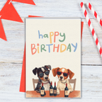 Funny Dog Birthday Card | Wine & Dogs Happy Birthday