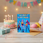Kids K-Pop Birthday Card Blue A5