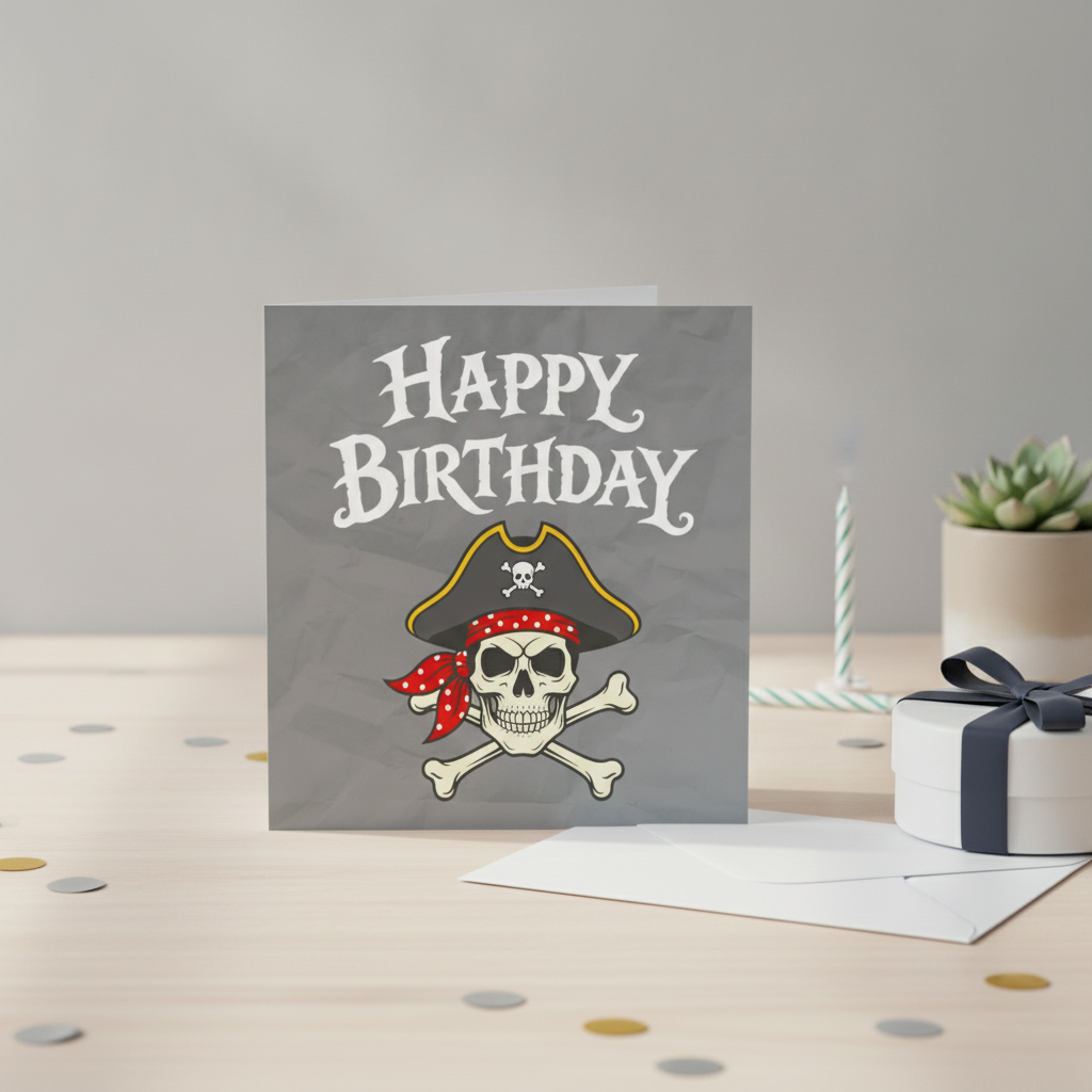 Celebrate with Sass: Happy Birthday Skull & Crossbones Square Card