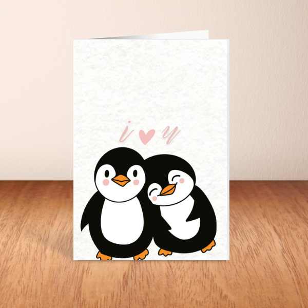 I Love You Penguin Card – Cute Romantic Anniversary or Valentine’s Card