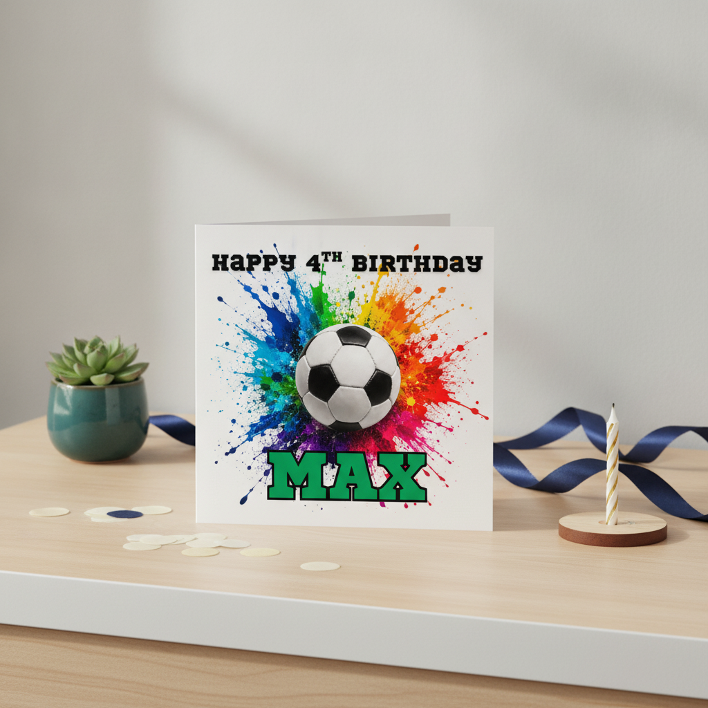 Personalised Football Birthday Card – Add Any Name & Number!