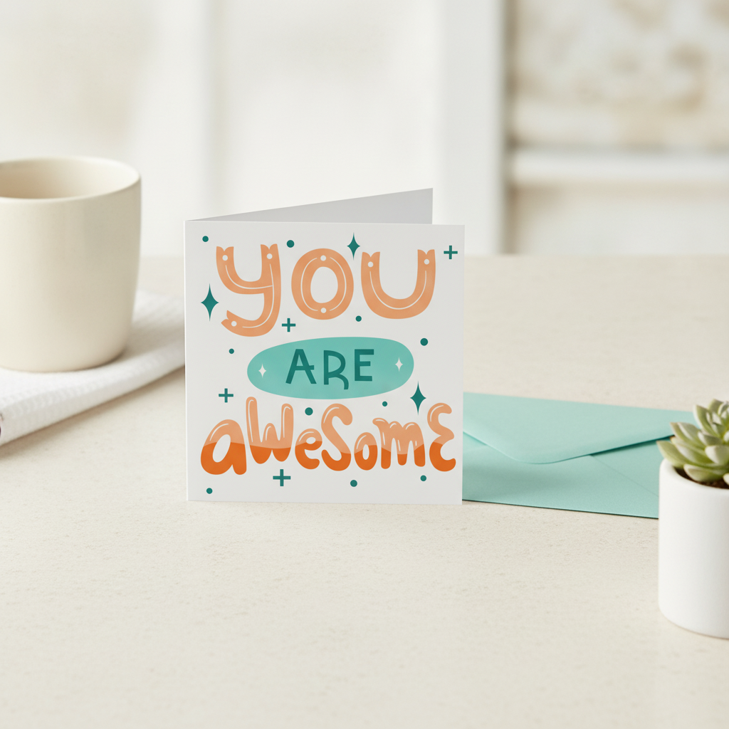 You Are Awesome Card - Square Celebration Greeting for a Great Mate