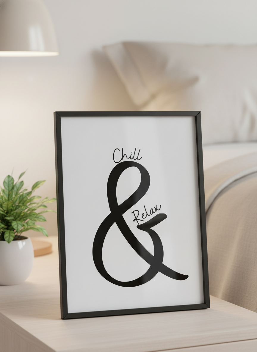 Chill & Relax Script Calligraphy A4 Print – Get Your Daily Calm On