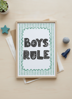 Boys Rule Kids' Room A4 Print - Fun Wall Art for Little Adventurers
