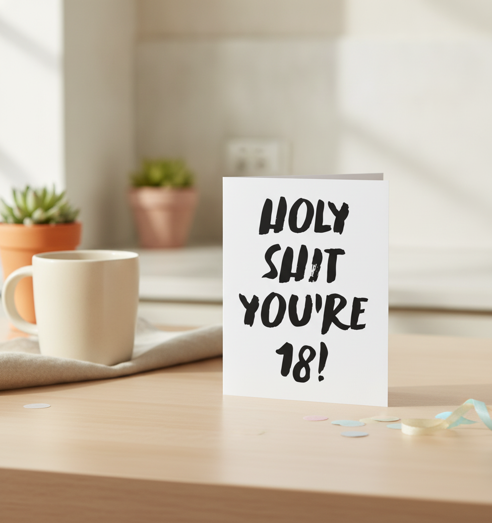 Holy Shit You're 18 Birthday Card - Funny 18th Card for Him or Her