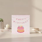 Pink Birthday Cake Square Card – A Slice of Fun for Their Big Day