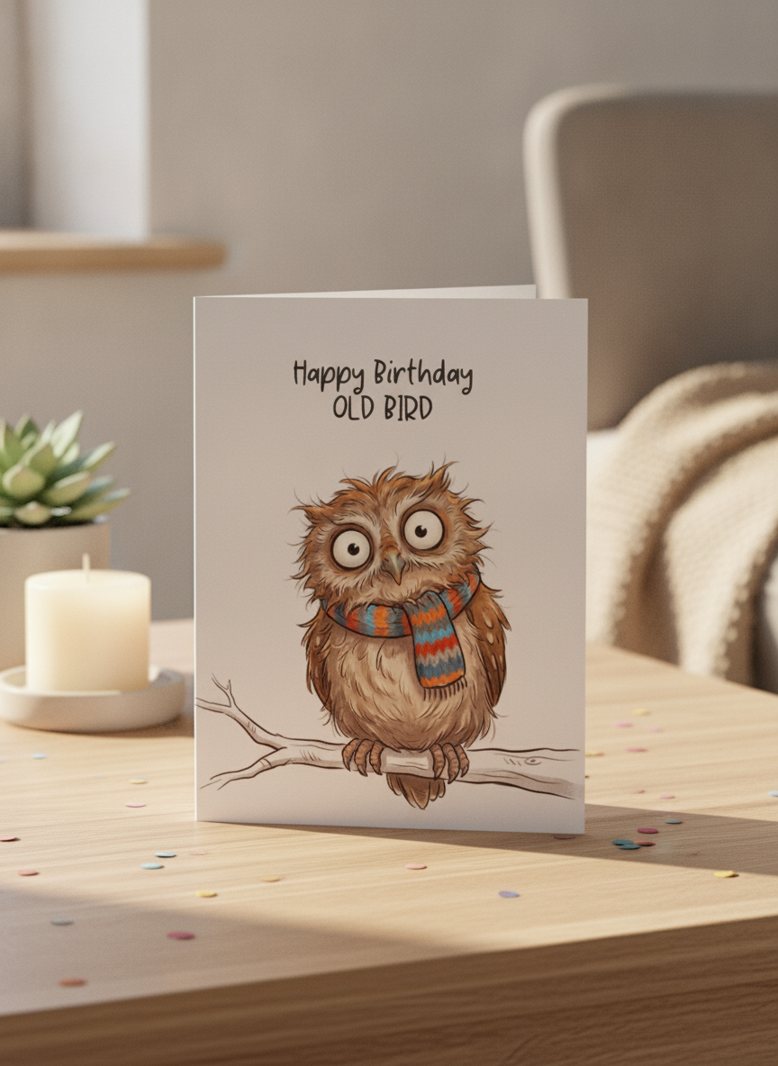 Happy Birthday Old Bird A5 Card - Witty & Fun UK Birthday Greeting