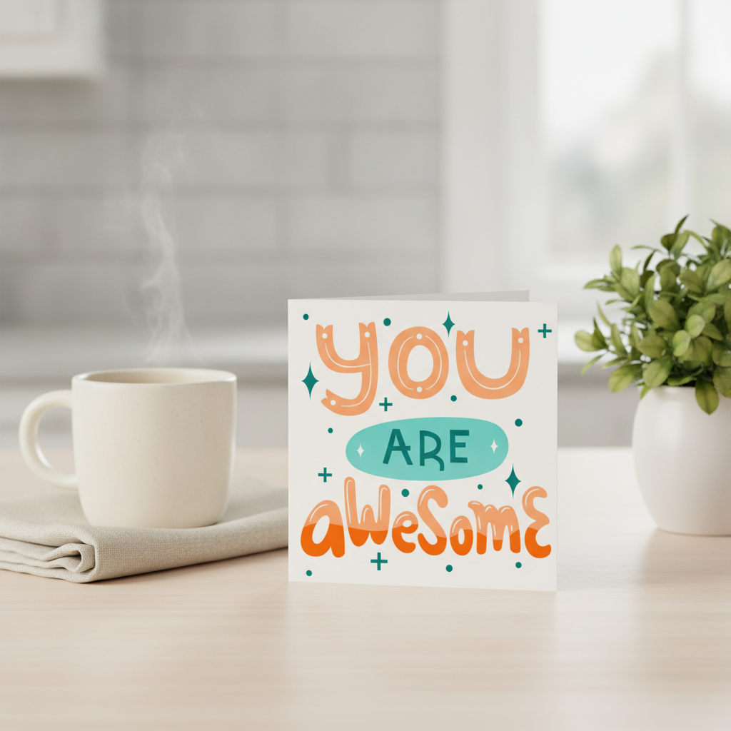 You Are Awesome Card - Square Celebration Greeting for a Great Mate