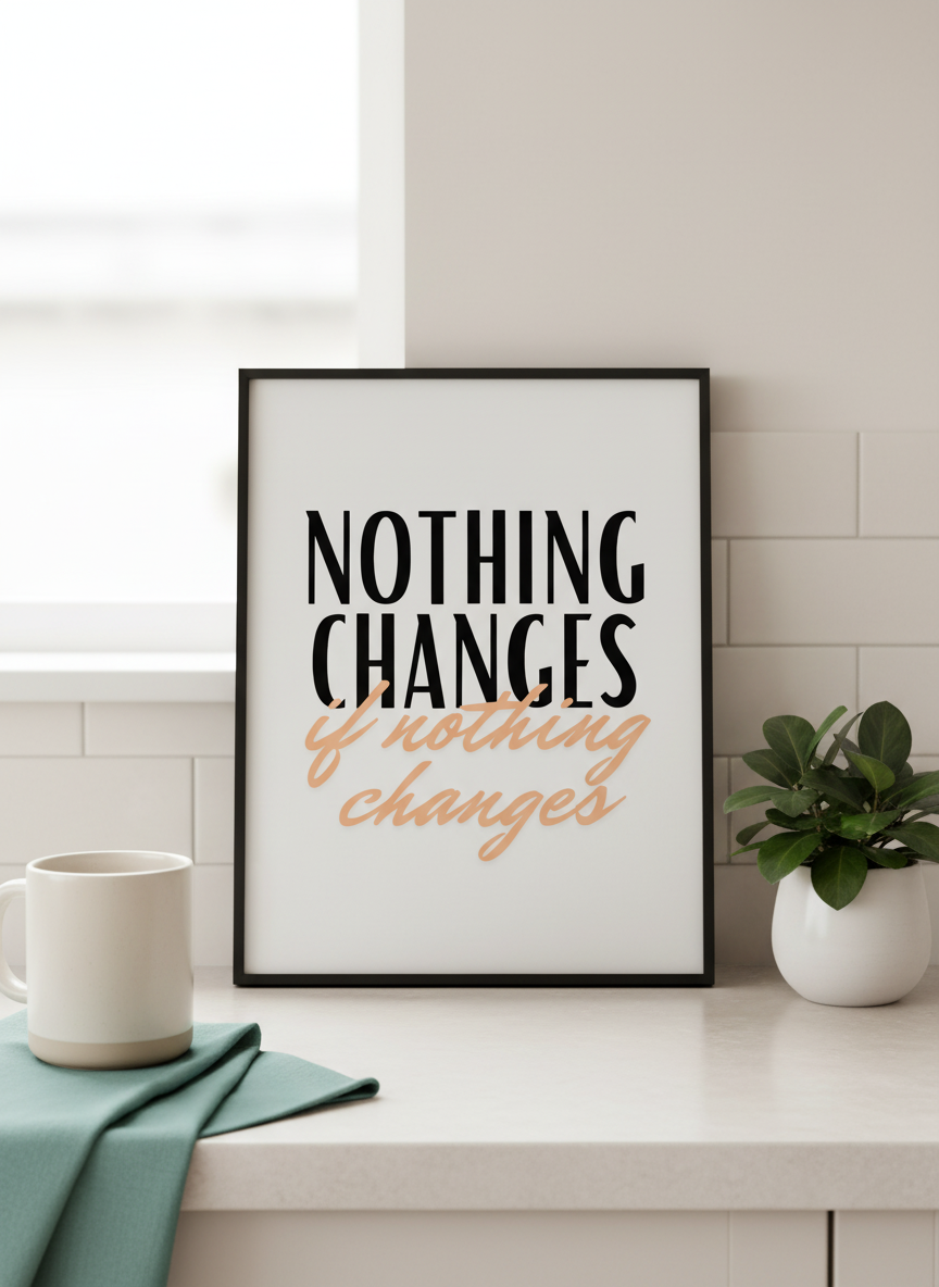'Nothing Changes If Nothing Changes' A4 Motivational Wall Print