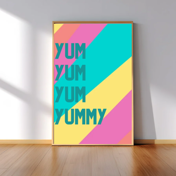 Yum Yum Yummy Colourful Kitchen Print – Bold Wall Art