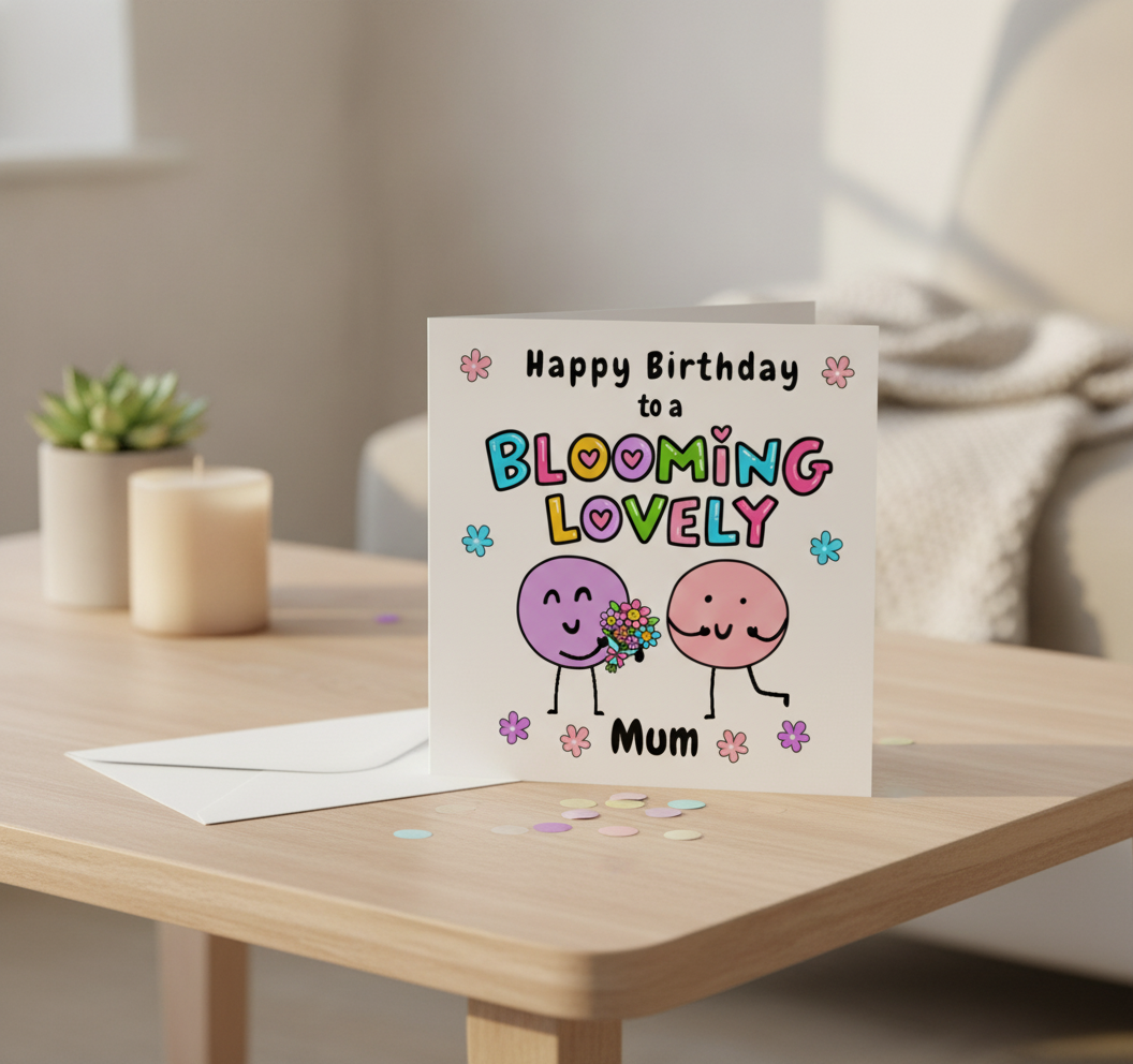 Blooming Lovely Mum Birthday Card - A Special Square Card for Her Day