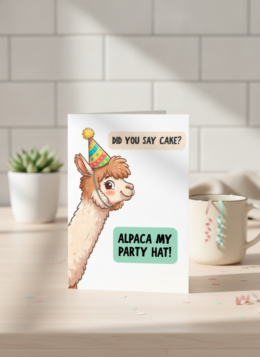 Alpaca My Party Hat Birthday Card - A5 Greeting Card for Friends