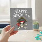 Celebrate with Sass: Happy Birthday Skull & Crossbones Square Card