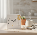 Personalised 18th Birthday Card with Gold Balloon Design - Square
