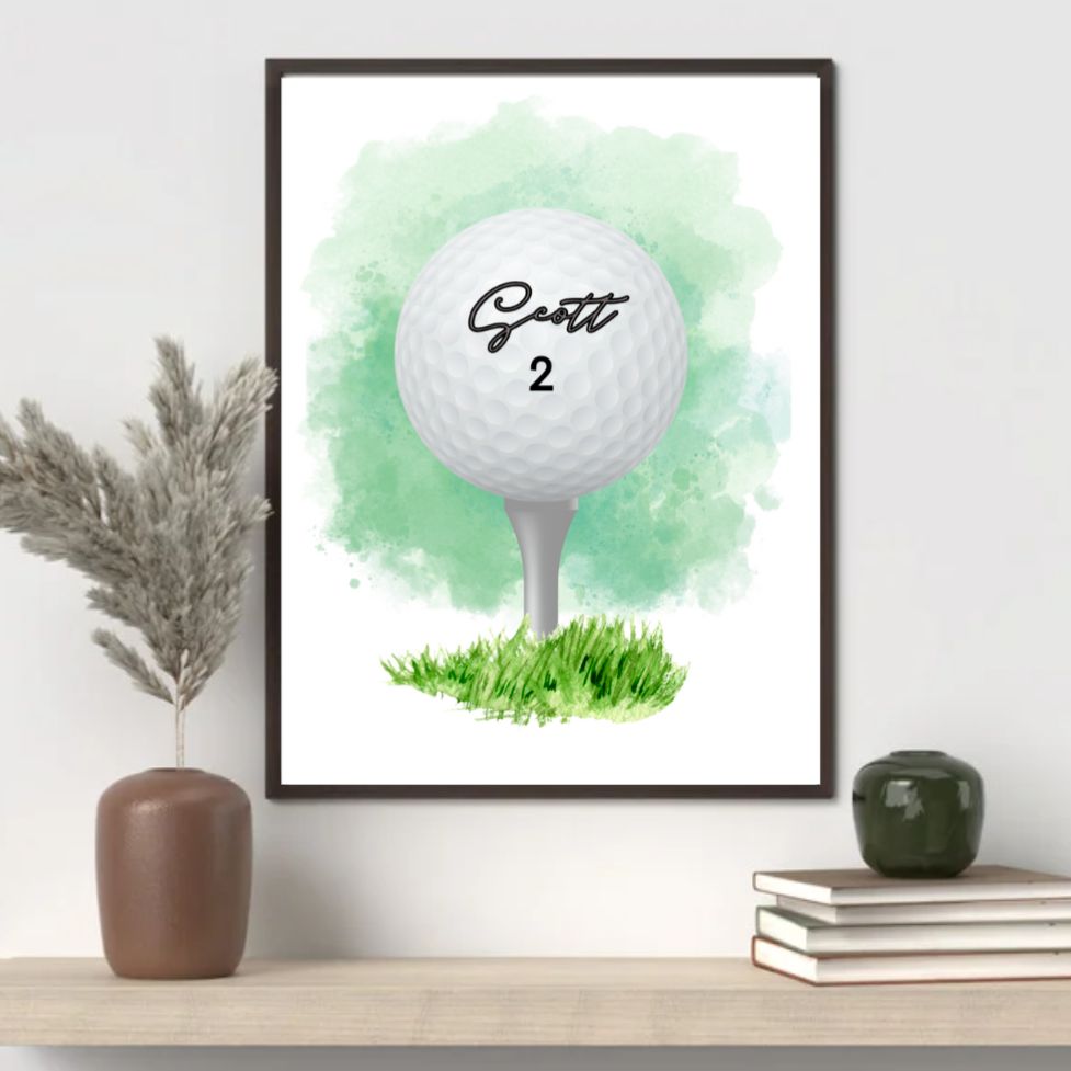Personalised Name And Number Golf Tee Ball Print