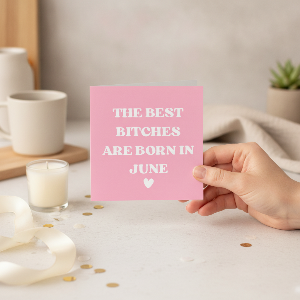 Best Bitches Are Born In Birthday Card - Square Card for Your Bestie