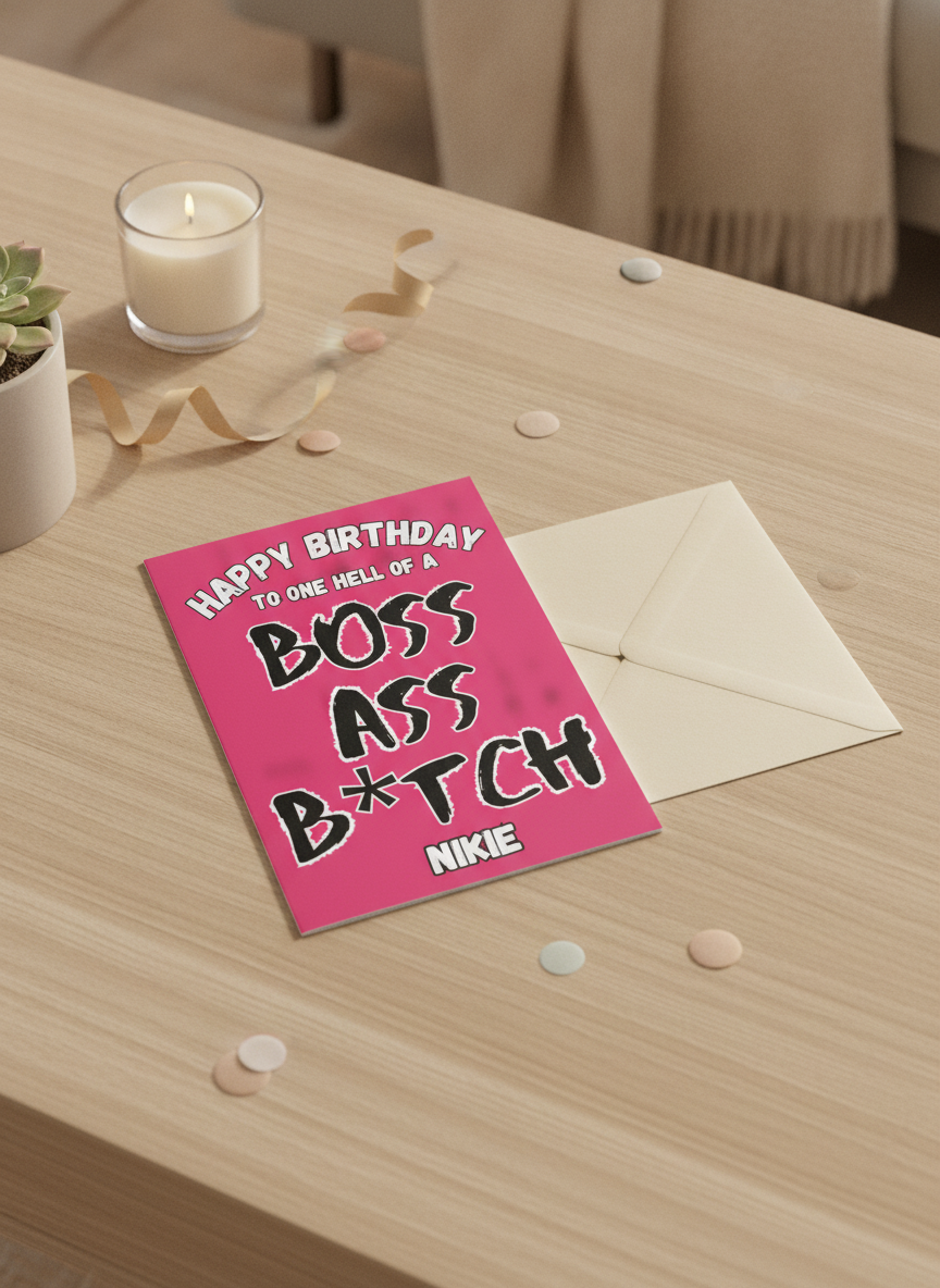 Boss Ass Bitch A5 Birthday Card for Her - UK Printed Greeting